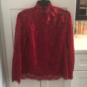 J Crew Mock Neck Lace top size 6